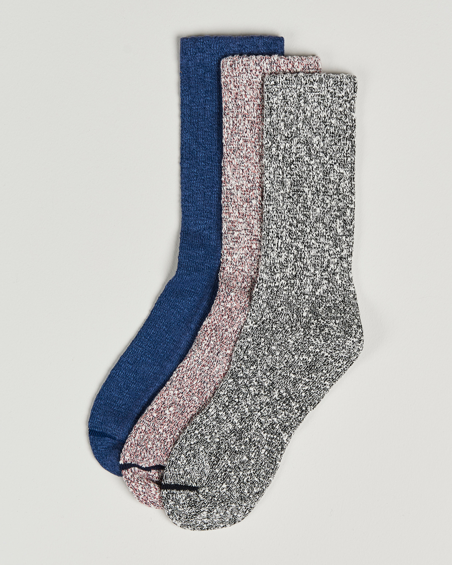 Herren | Unterwäsche | Red Wing Shoes | Cotton Ragg Crew 3-Pack Pink/Blue/Black