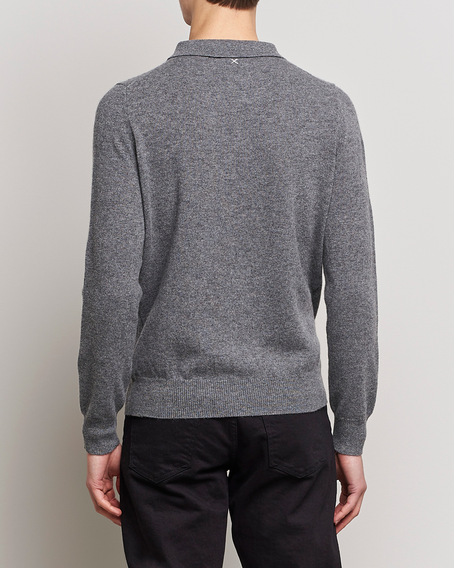 Herren | Pullover | People's Republic of Cashmere | Cashmere Long Sleeve Polo Heather Grey