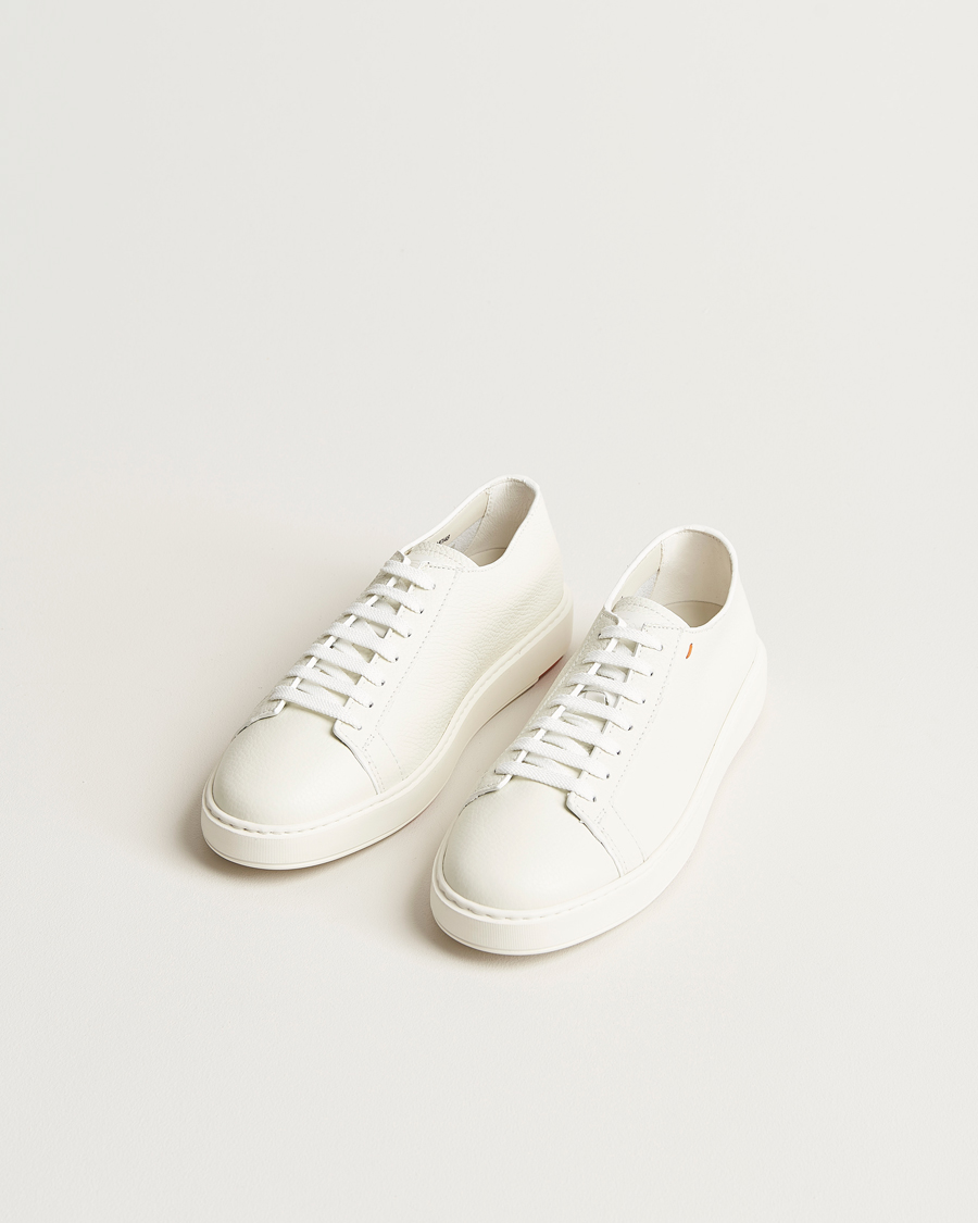 Herren | Sommerschuhe | Santoni | Low Top Grain Leather Sneaker White Calf