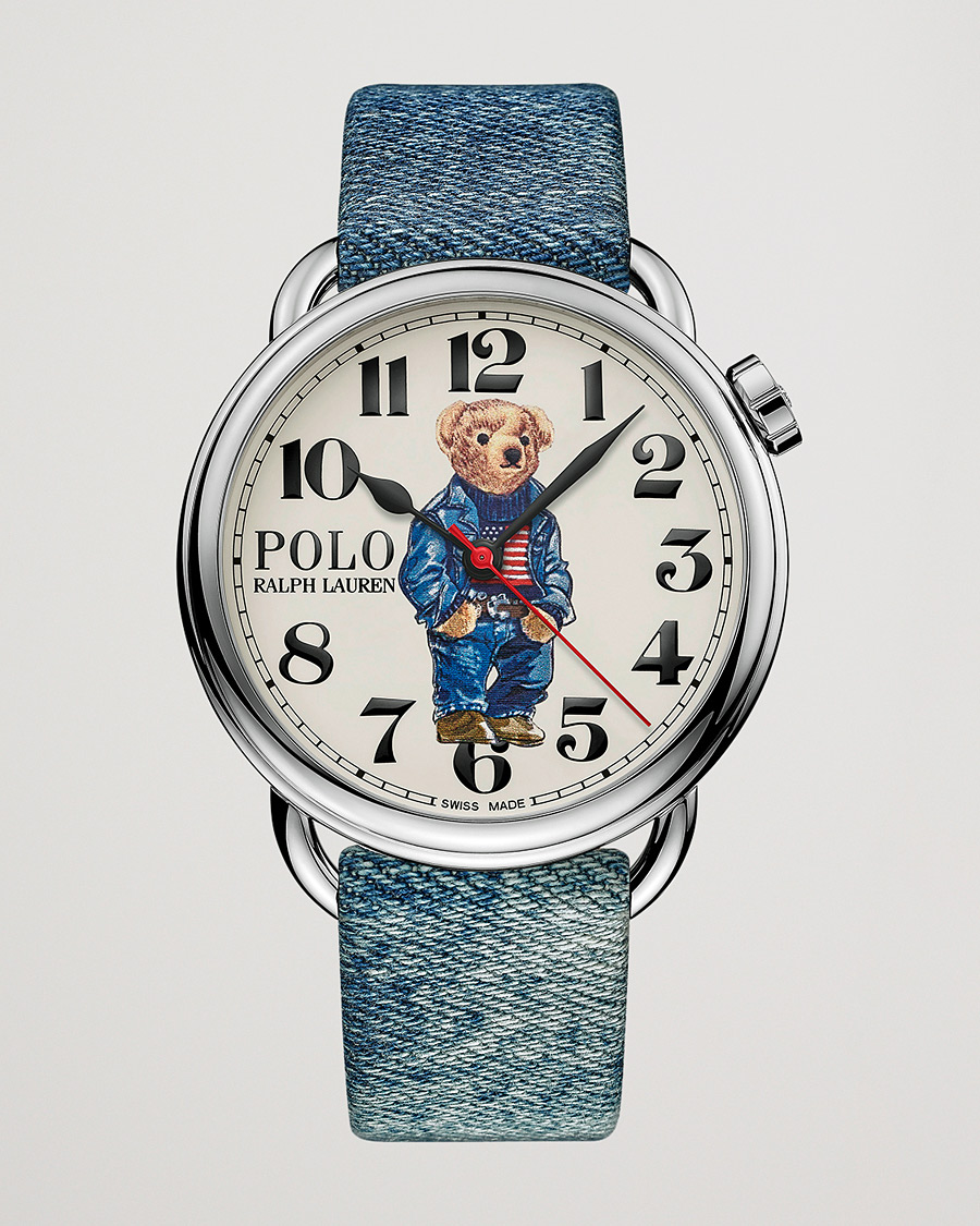 Herren | Polo Ralph Lauren 42mm Automatic Denim Flag Bear Steel With White Dial | Polo Ralph Lauren | 42mm Automatic Denim Flag Bear Steel With White Dial