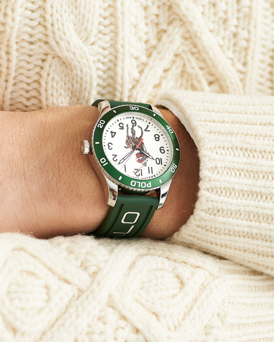 Herren | Polo Ralph Lauren 42mm Automatic Pony Player White Dial/Green Bezel | Polo Ralph Lauren | 42mm Automatic Pony Player White Dial/Green Bezel