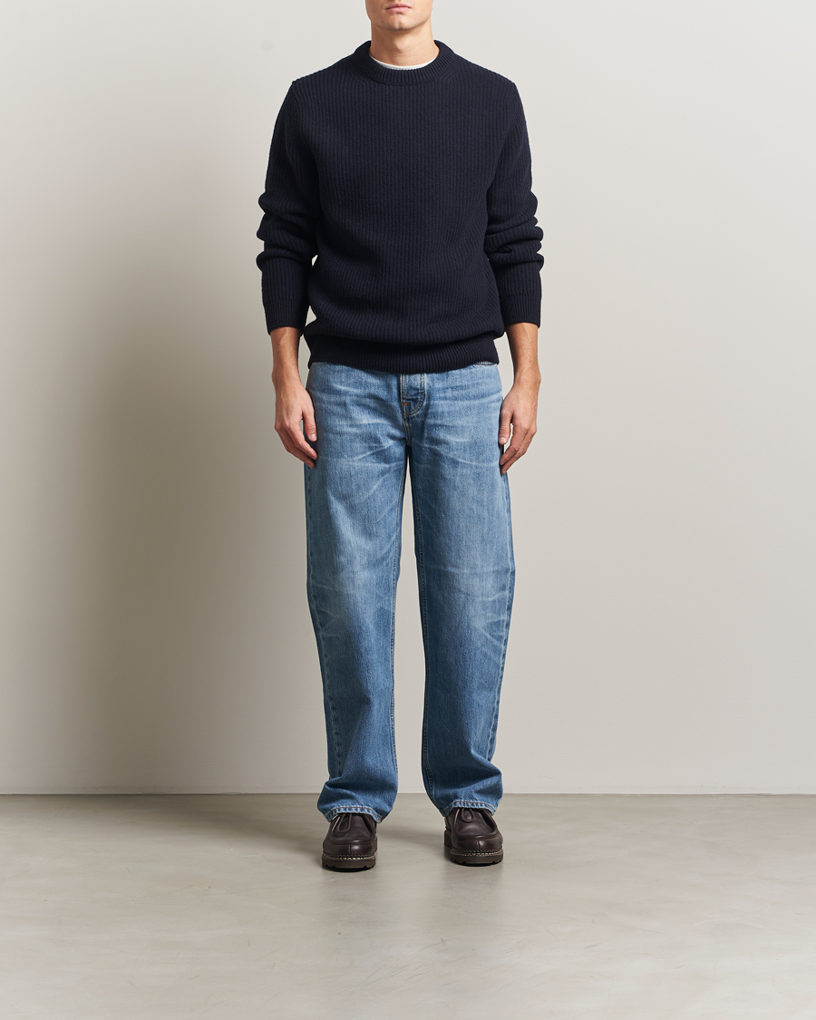 Herren | Pullover | Nudie Jeans | August Wool Rib Knitted Sweater Navy