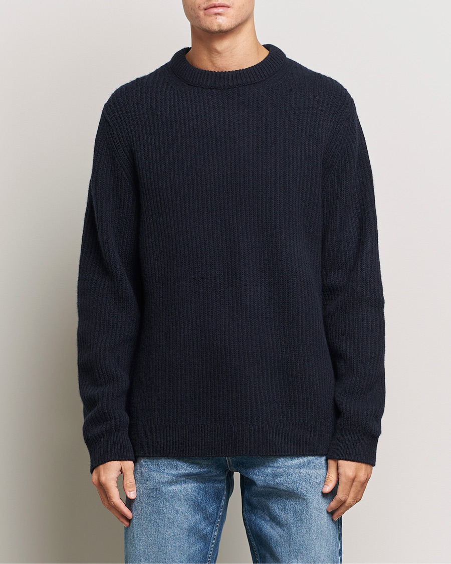 Herren | Pullover | Nudie Jeans | August Wool Rib Knitted Sweater Navy