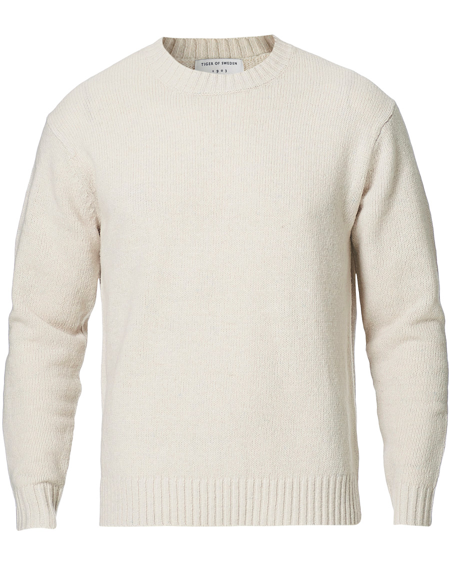 Herren | Pullover | Tiger of Sweden | Danzon Recycle Wool Knitted Crew Neck Buttercreme