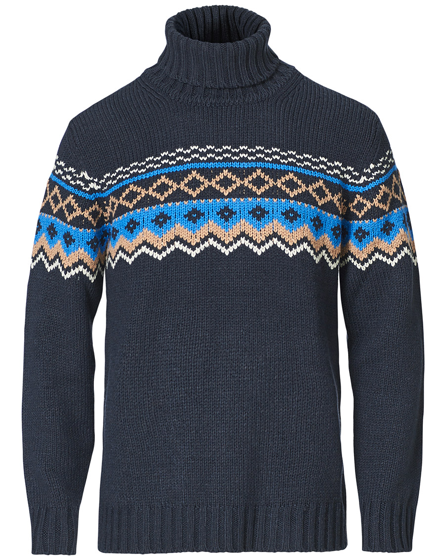 Herren | Pullover | NN07 | Stein Fair Isle Wool Rollneck Navy
