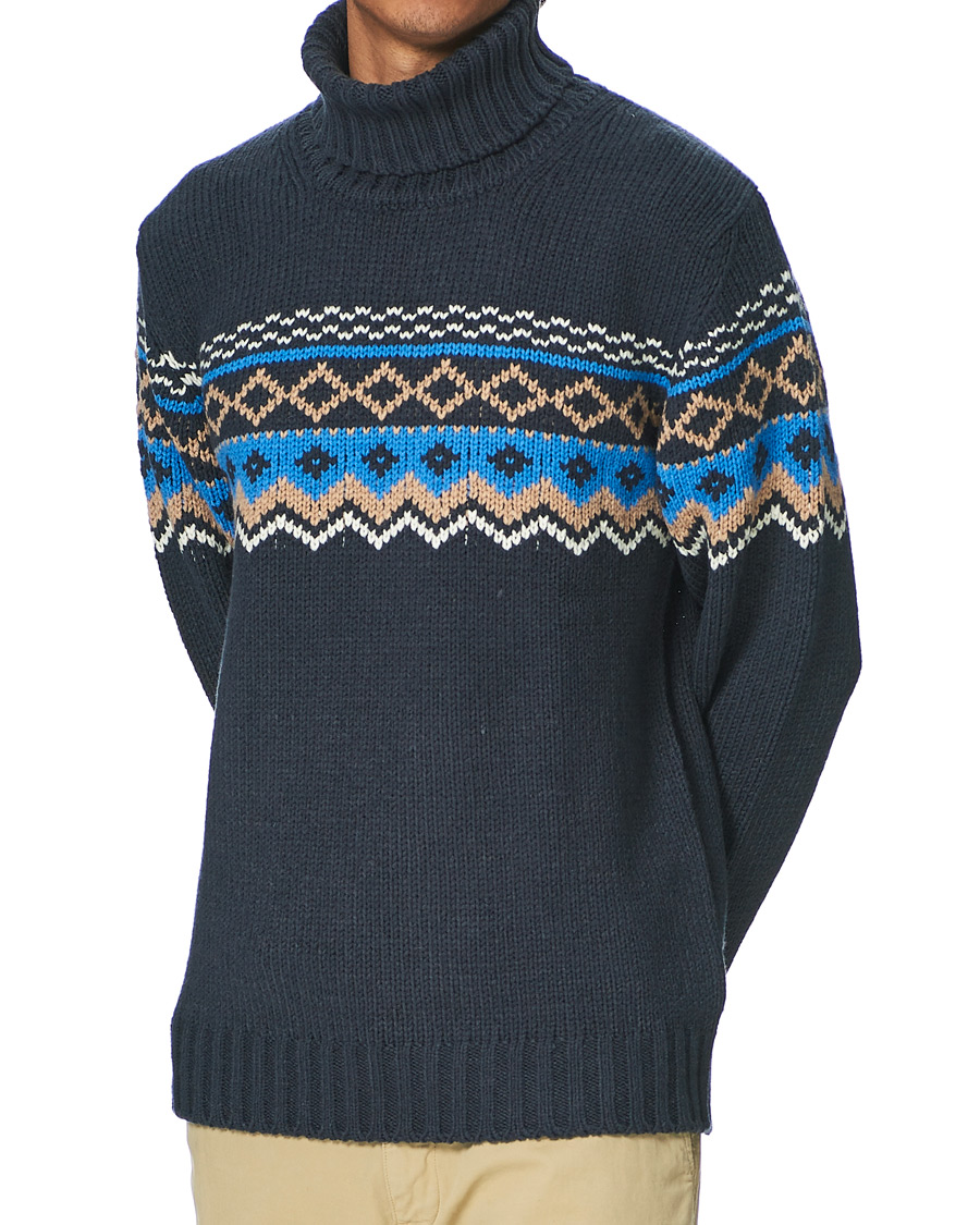 Herren | Pullover | NN07 | Stein Fair Isle Wool Rollneck Navy