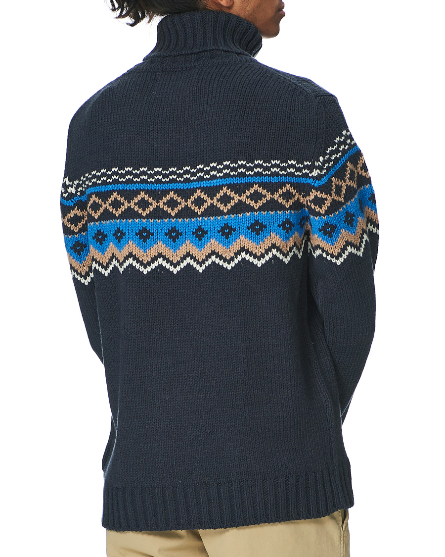 Herren | Pullover | NN07 | Stein Fair Isle Wool Rollneck Navy