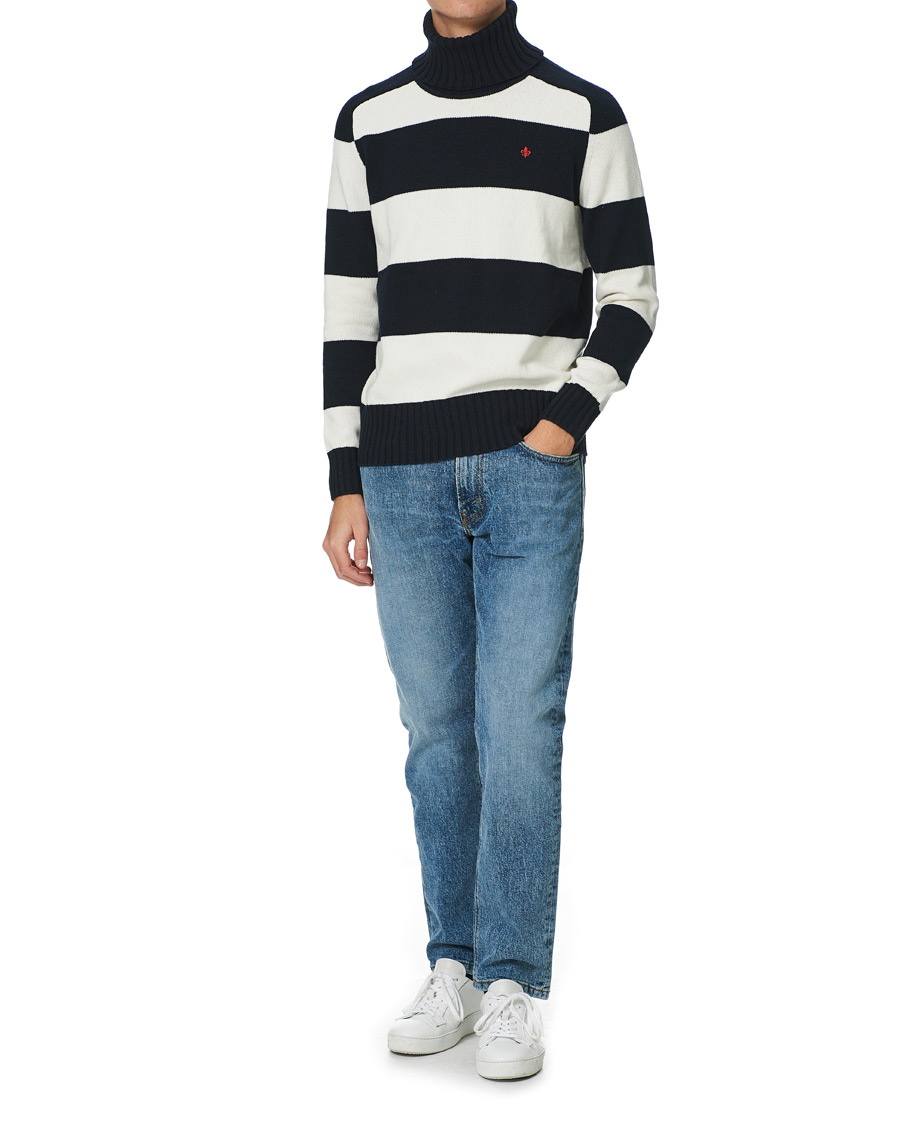 Herren | Pullover | Morris | Davy Cotton Rollneck Blue/White