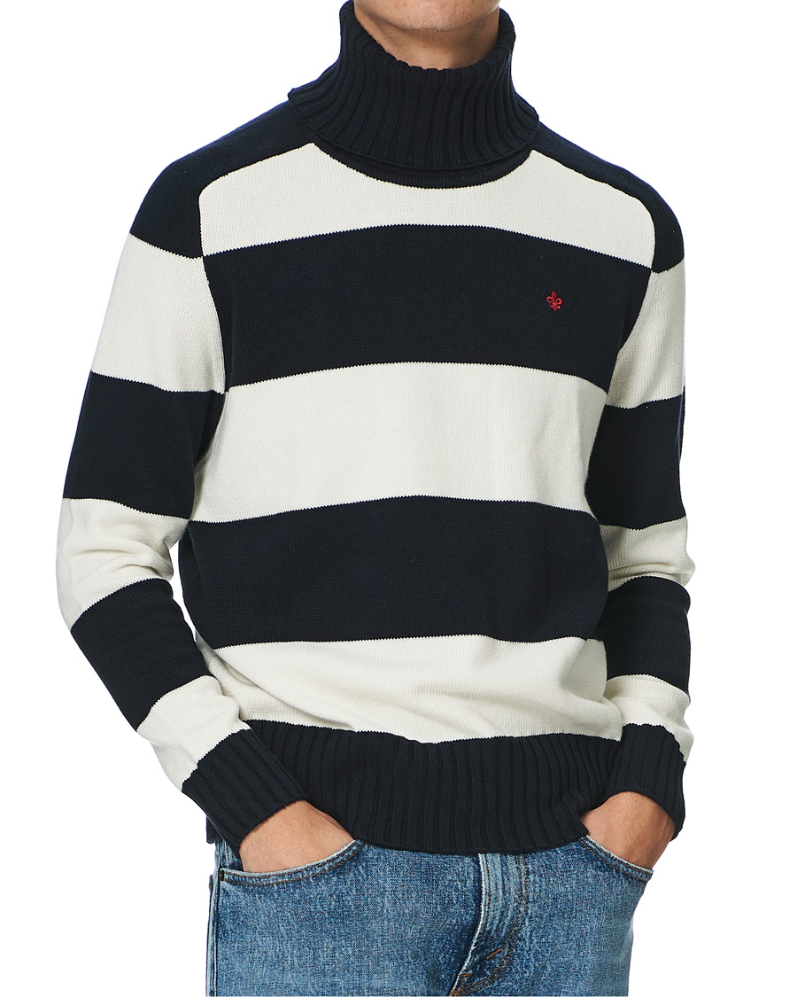 Herren | Pullover | Morris | Davy Cotton Rollneck Blue/White
