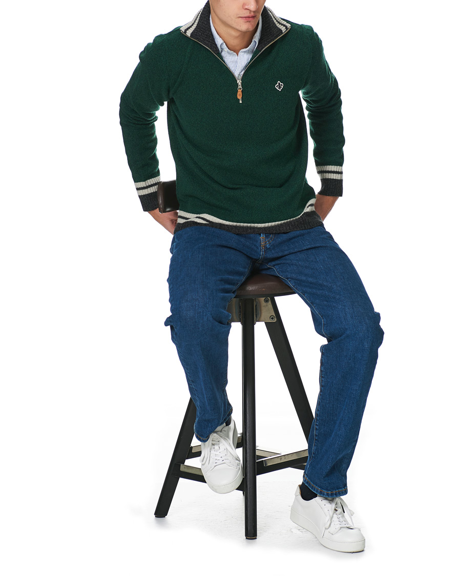 Herren | Pullover | Morris | Kieran Wool Half Zip Green
