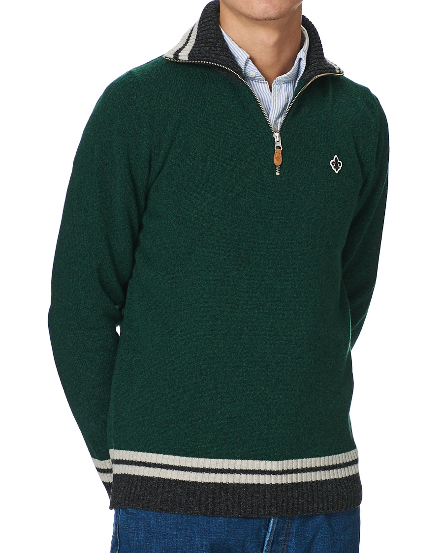 Herren | Pullover | Morris | Kieran Wool Half Zip Green