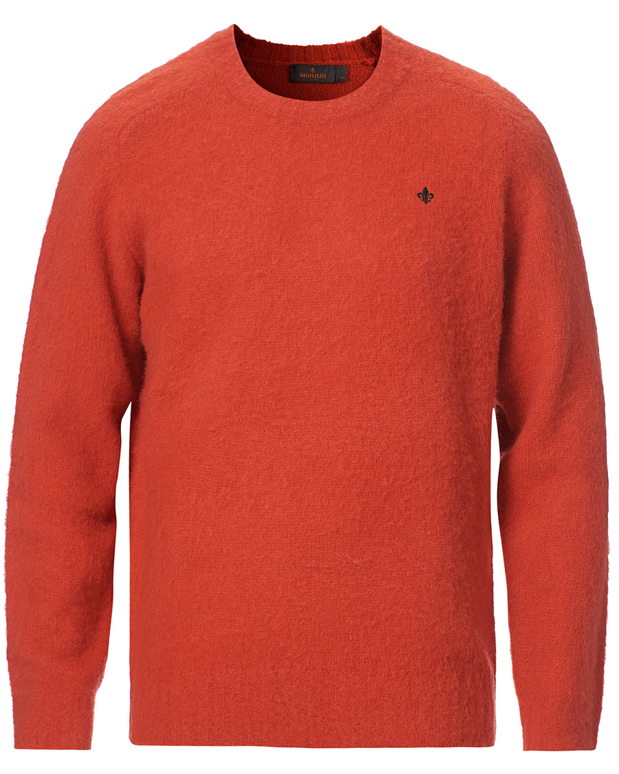Herren | Pullover | Morris | Warren Knitted Wool Crew Neck Orange