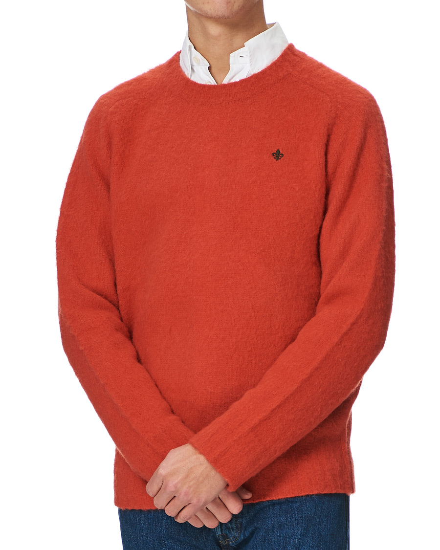 Herren | Pullover | Morris | Warren Knitted Wool Crew Neck Orange