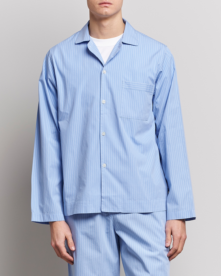 Herren | Pyjama Oberteile | Tekla | Poplin Pyjama Shirt Pin Stripes