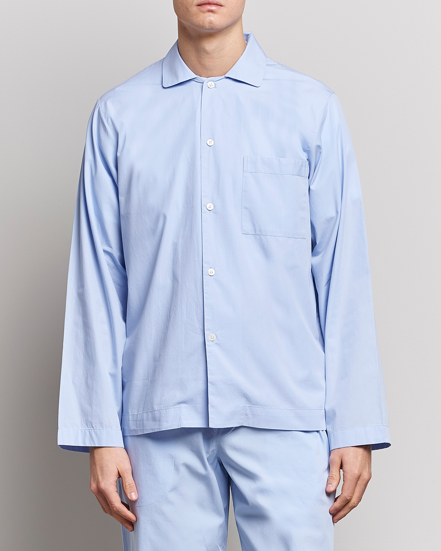 Herren | Pyjama Oberteile | Tekla | Poplin Pyjama Shirt Light Blue