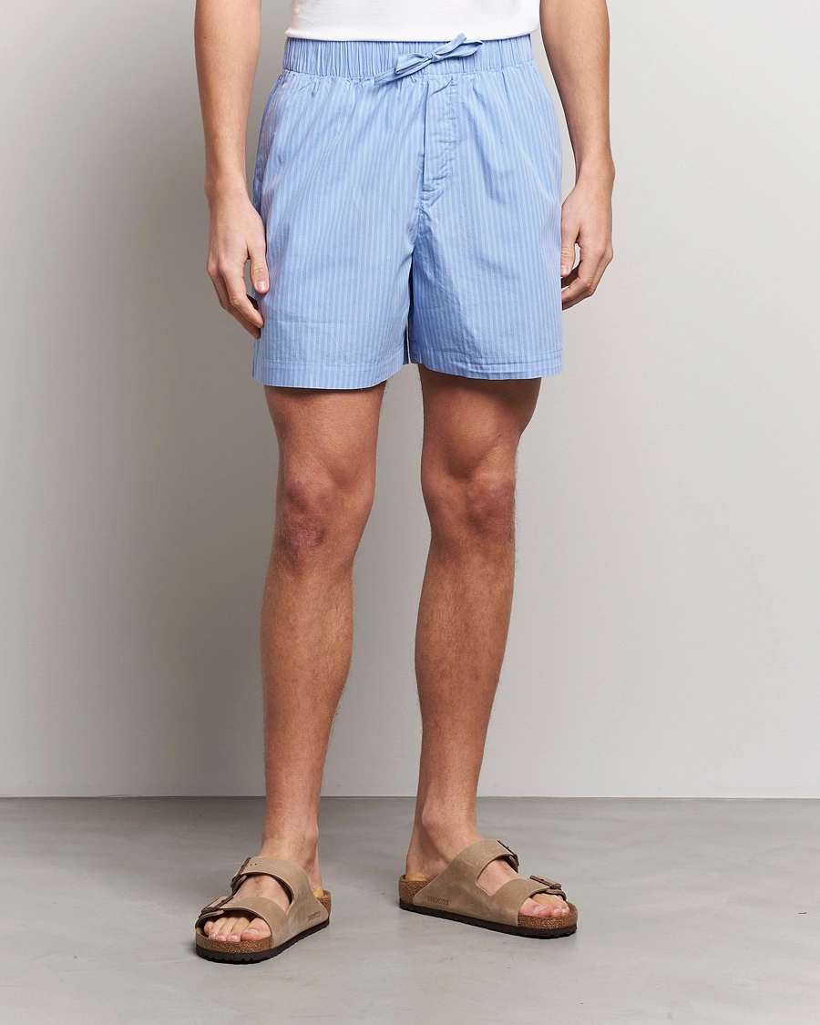 Herren | Pyjama Hosen | Tekla | Poplin Pyjama Shorts Pin Stripes
