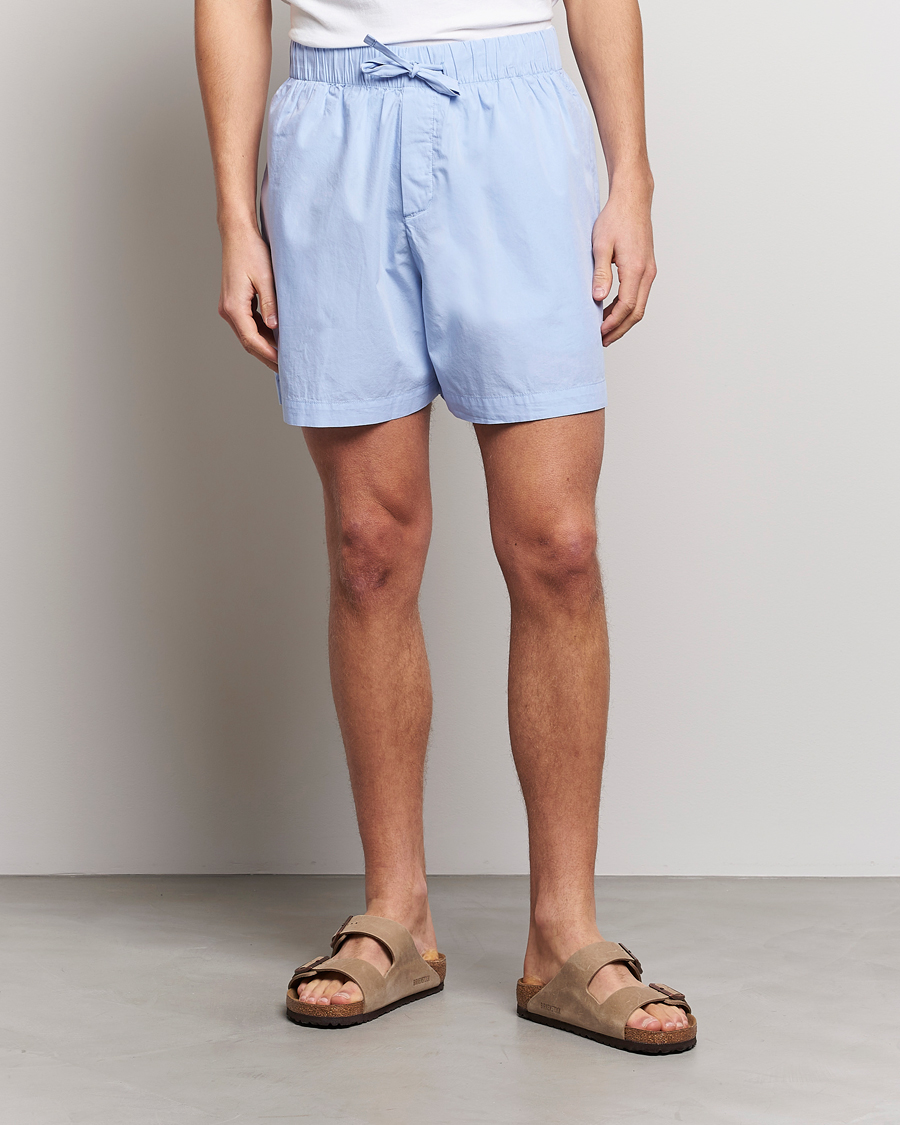 Herren | Pyjama Hosen | Tekla | Poplin Pyjama Shorts Light Blue
