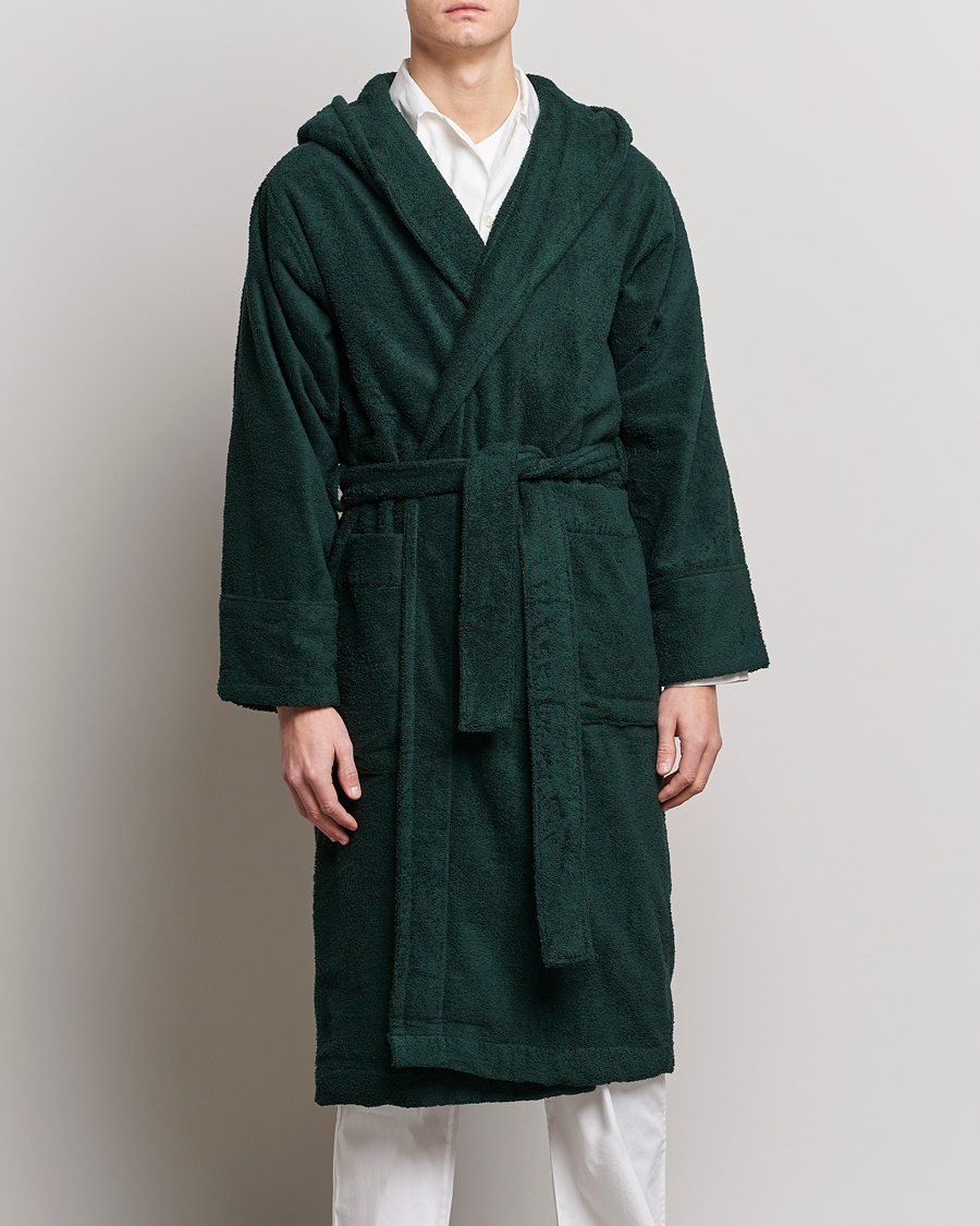 Herren | Für den Entspannten | Tekla | Organic Terry Hooded Bathrobe Forest Green