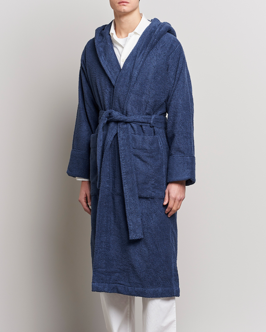 Herren |  | Tekla | Organic Terry Hooded Bathrobe Navy