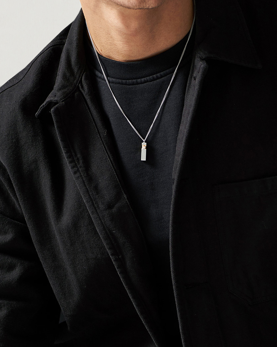 Herren | Halsketten | Tom Wood | Mined Cube Pendant Necklace Silver