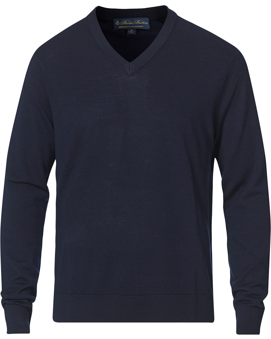 Herren | Pullover | Brooks Brothers | Washable Merino Wool V-Neck Navy