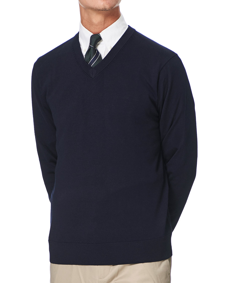 Herren | Pullover | Brooks Brothers | Washable Merino Wool V-Neck Navy