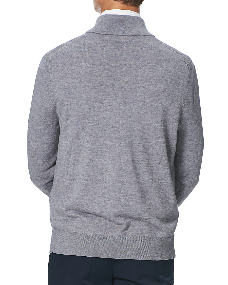 Herren | Pullover | Brooks Brothers | Washable Merino Wool Half Zip Heather Grey