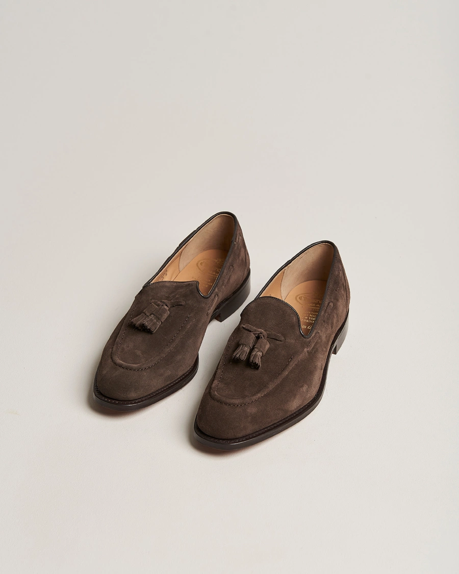 Herren | Handgefertigte Schuhe | Church's | Kingsley Suede Tassel Loafer Brown