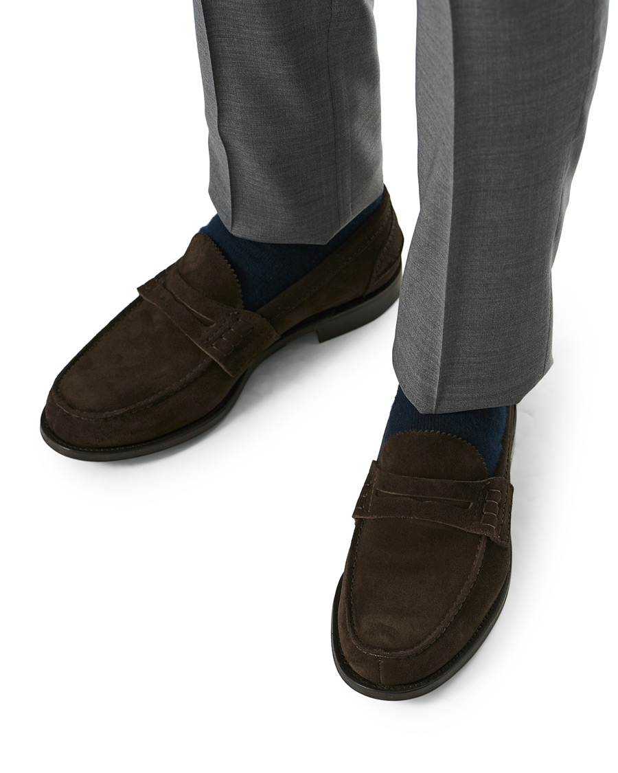 Herren | Church's Pembrey Suede Penny Loafers Dark Brown | Church's | Pembrey Suede Penny Loafers Dark Brown