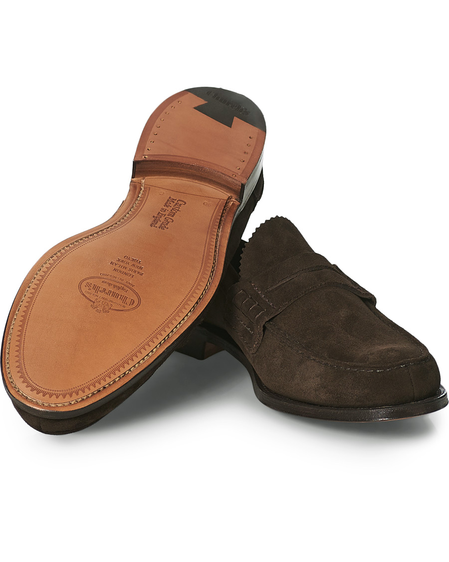 Herren | Church's Pembrey Suede Penny Loafers Dark Brown | Church's | Pembrey Suede Penny Loafers Dark Brown