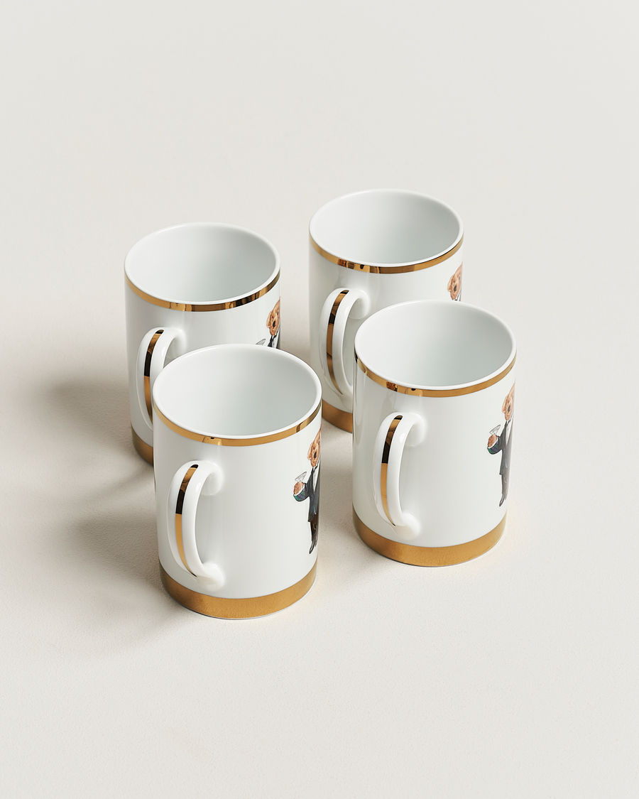 Herren | Für das Zuhause | Ralph Lauren Home | Thompson Bear Porcelain Mug Set 4pcs White/Gold