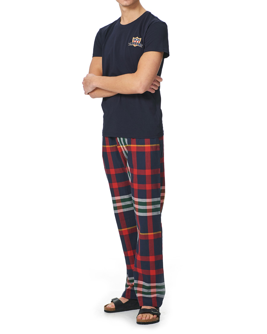 Herren | Schlafanzüge & Bademäntel | GANT | Tartan Flannel T-shirt Pyjama Set Evening Blue