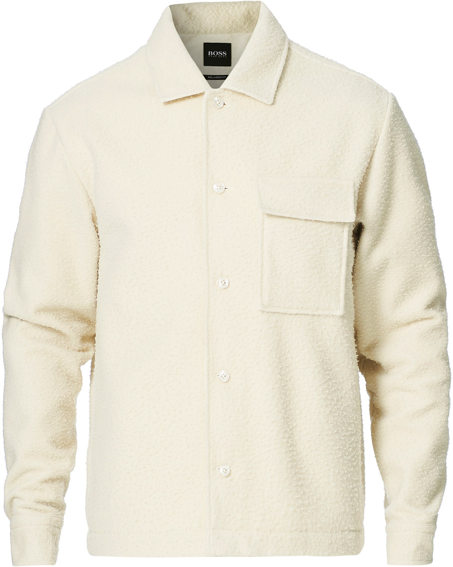 Herren | Pullover | BOSS BLACK | BOSS Nolan Boiled Wool Full Zip Sweater Open White