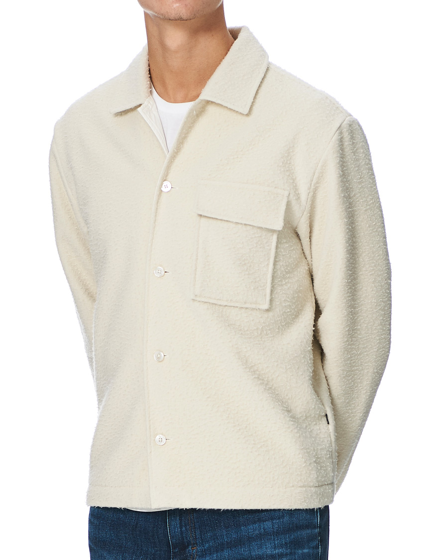 Herren | Pullover | BOSS BLACK | BOSS Nolan Boiled Wool Full Zip Sweater Open White