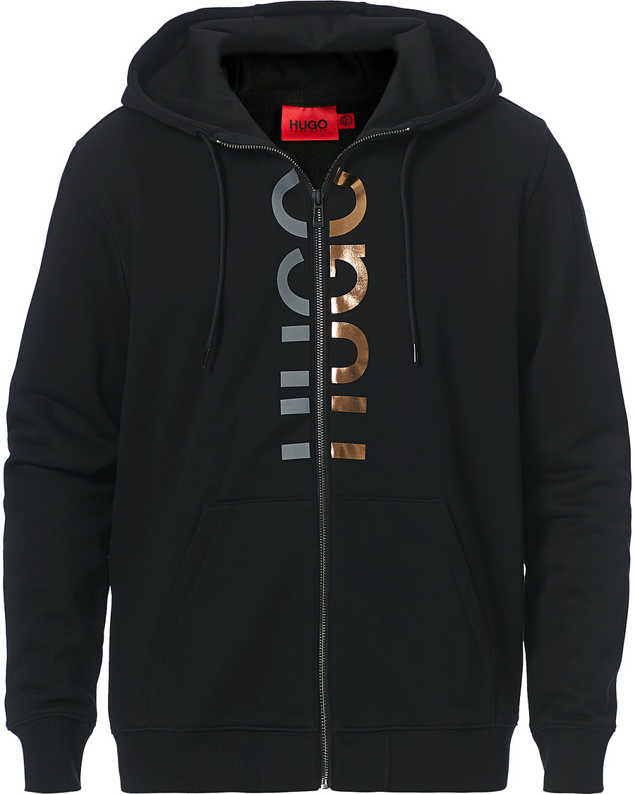 Herren | Pullover | HUGO | Dellar Glossy Logo Full Zip Hoodie Black