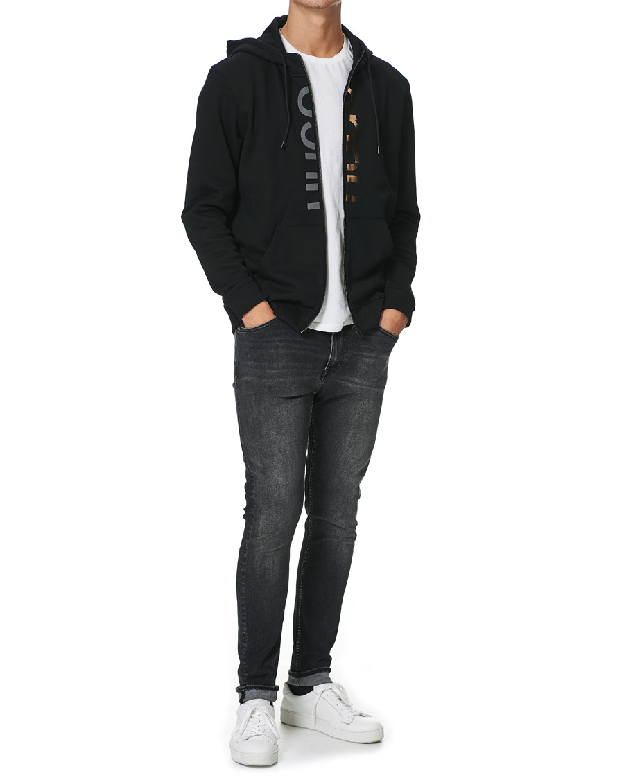 Herren | Pullover | HUGO | Dellar Glossy Logo Full Zip Hoodie Black