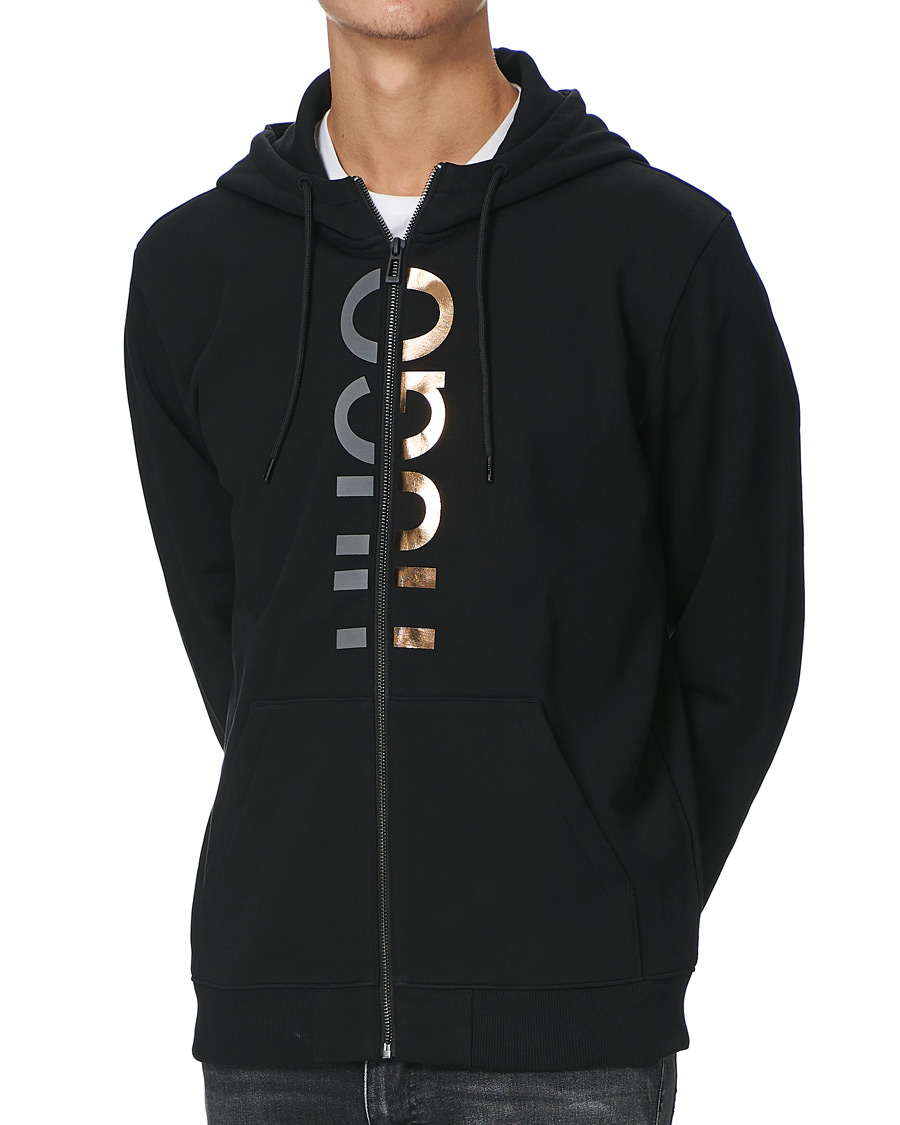 Herren | Pullover | HUGO | Dellar Glossy Logo Full Zip Hoodie Black