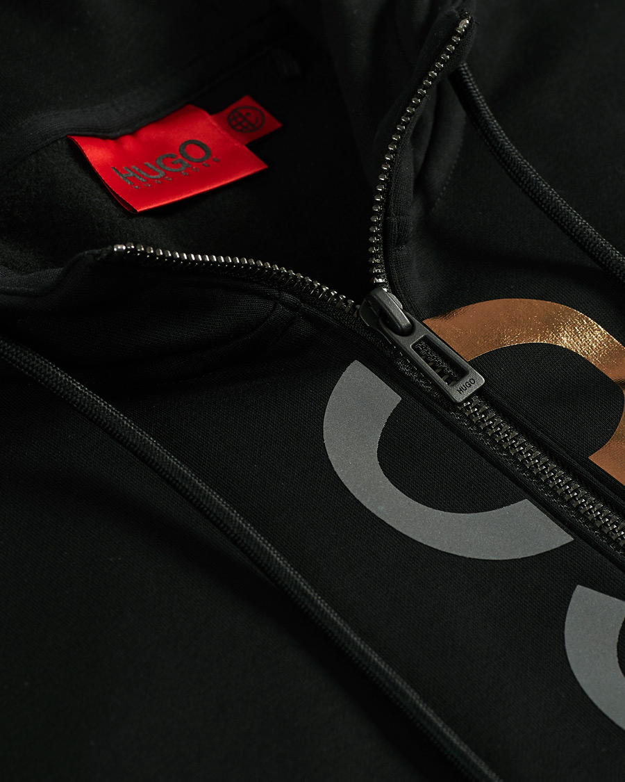 Herren | Pullover | HUGO | Dellar Glossy Logo Full Zip Hoodie Black