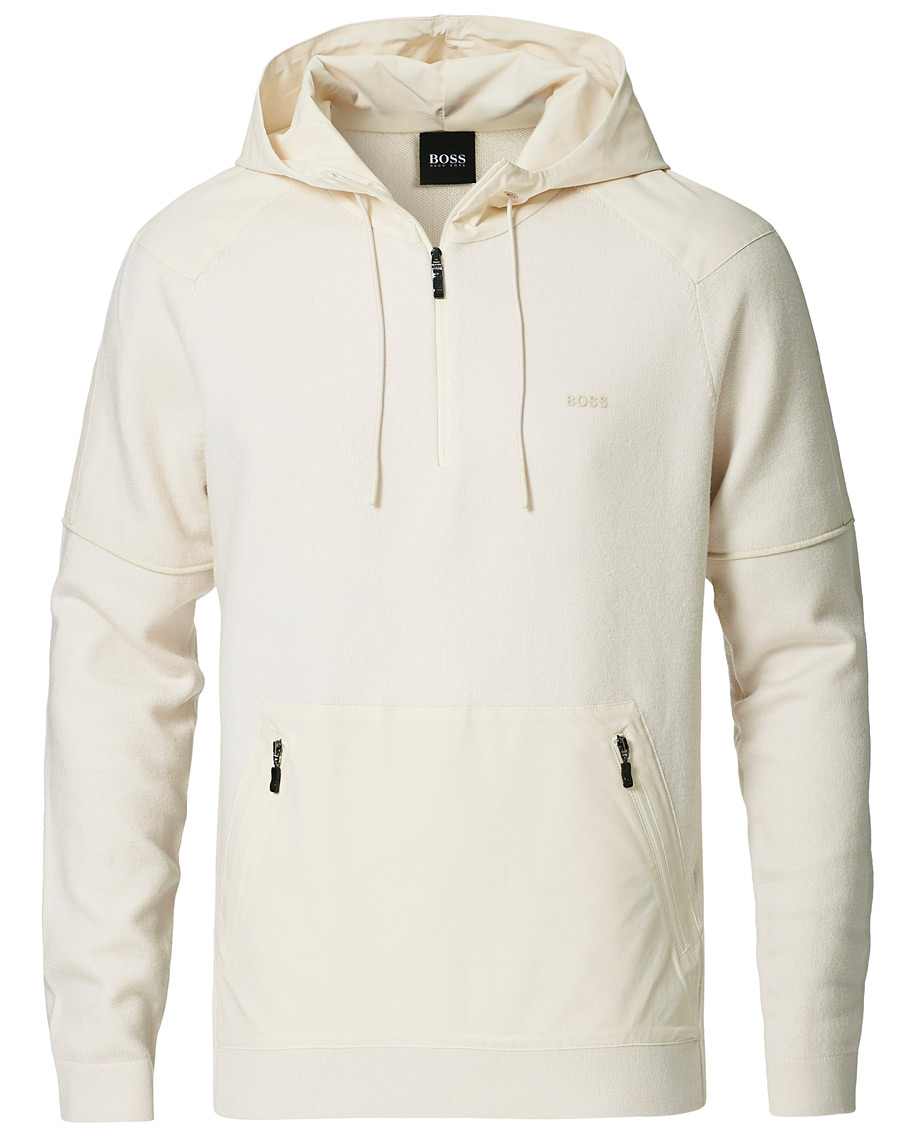BOSS Athleisure Tanos Half Zip Hoodie Open White