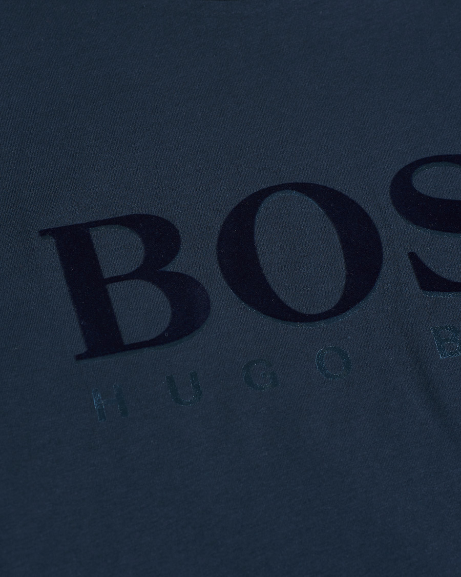 Herren | T-Shirts | BOSS GREEN | BOSS Athleisure Velour Logo Crew Neck Tee Navy
