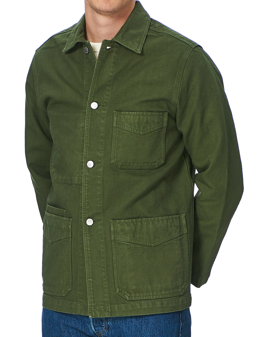 Herren | Jacken | Drake's | Cotton Canvas Five Pocket Chore Jacket Green