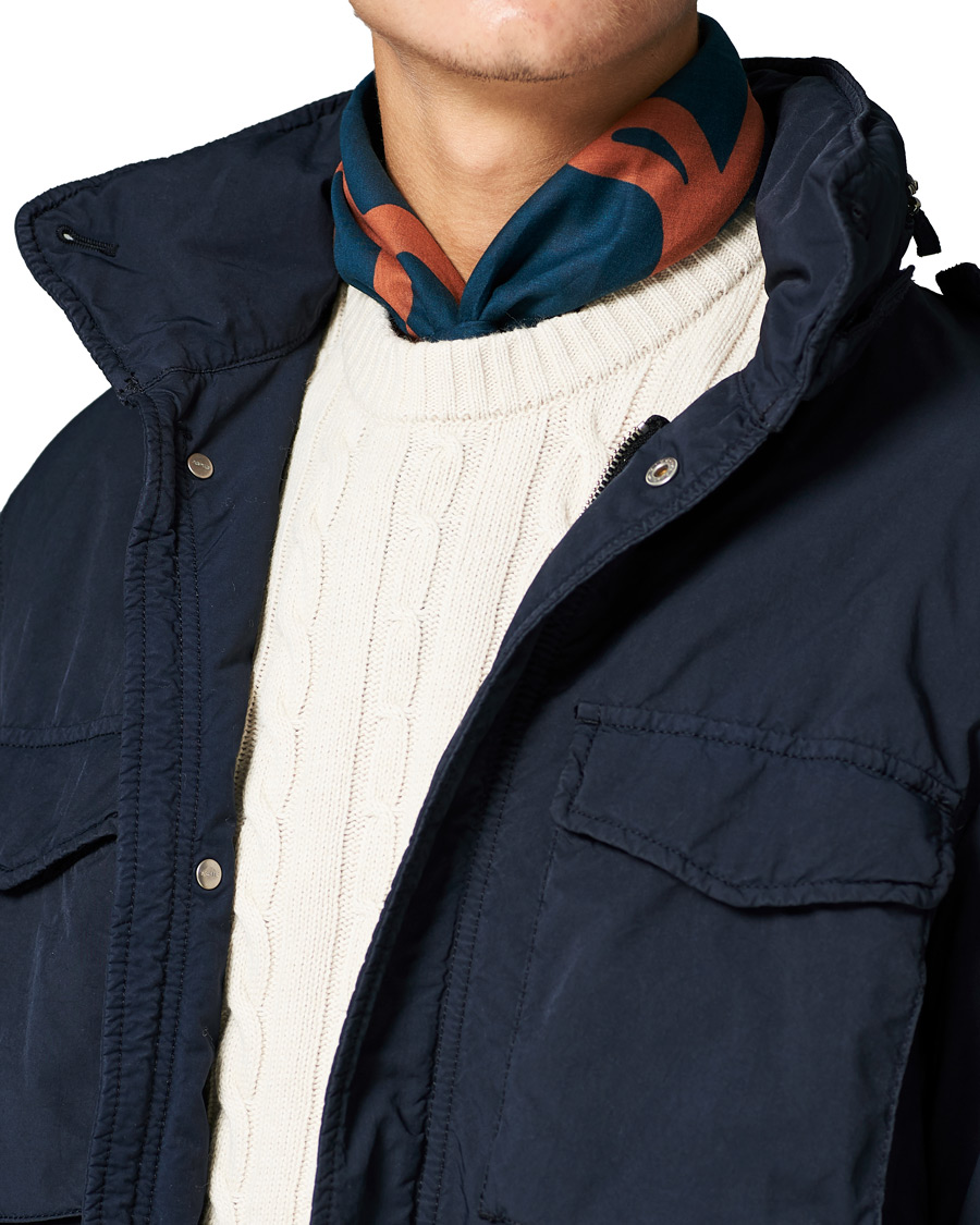 Herren | Drake's Archer Printed Cotton Bandana Navy | Drake's | Archer Printed Cotton Bandana Navy