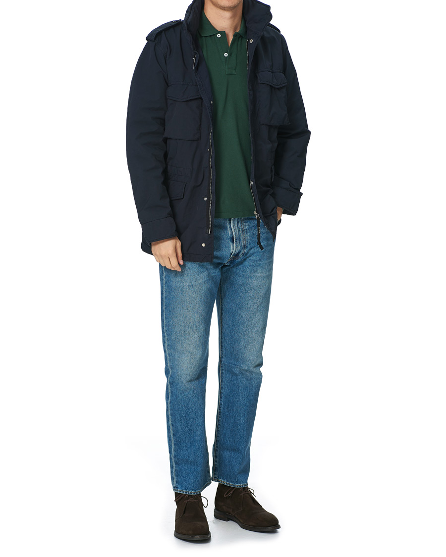 Herren | Pullover | Drake's | Long Sleeve Pique Polo New Forest Green