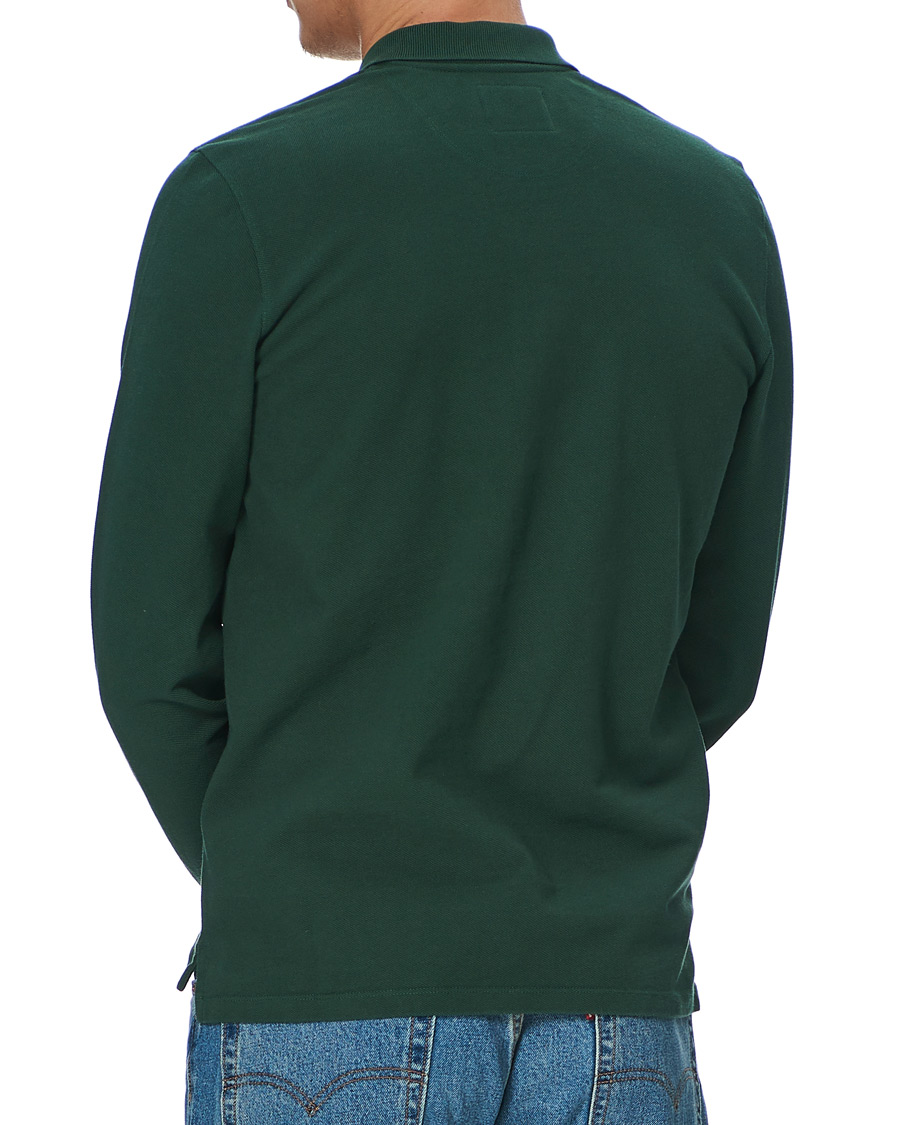 Herren | Pullover | Drake's | Long Sleeve Pique Polo New Forest Green