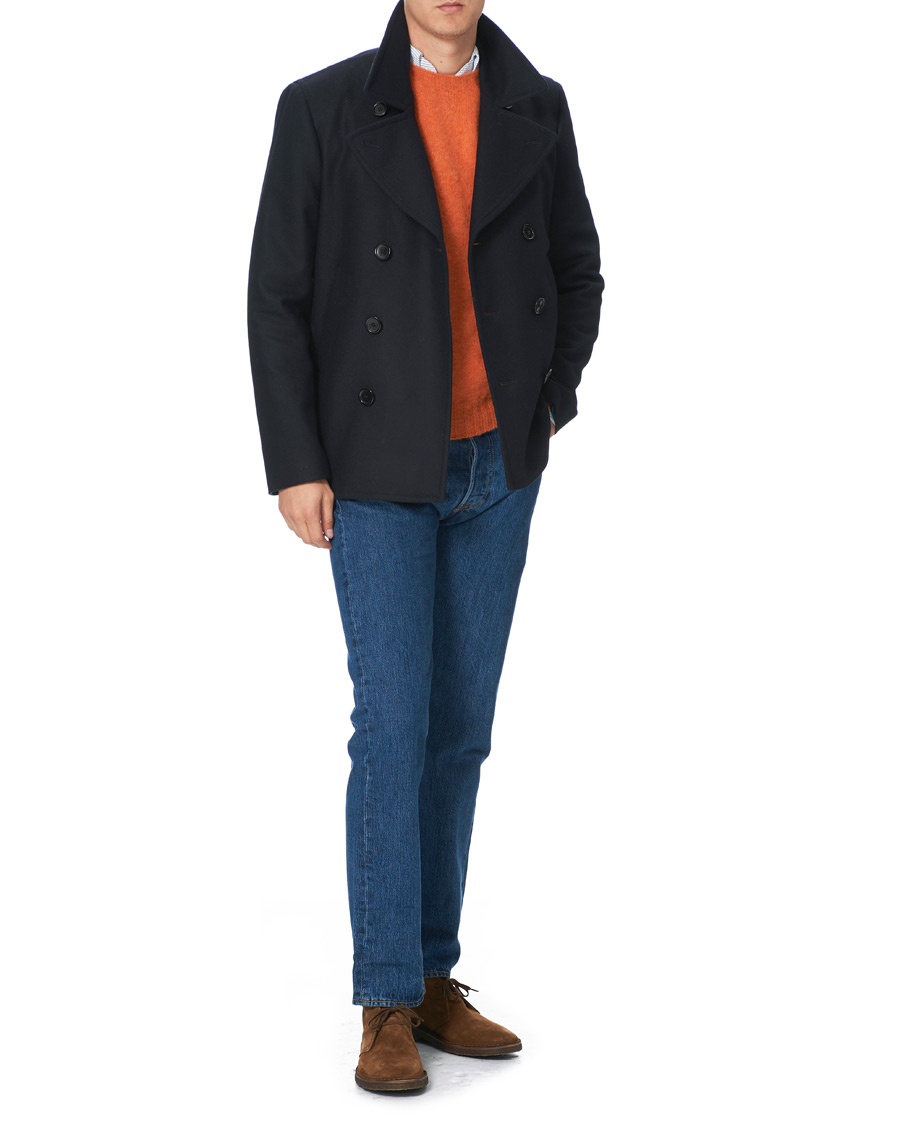 Herren | Pullover | Drake's | Shetland Crew Neck Jumper Orange Peel