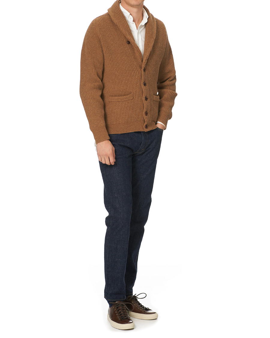 Herren | Pullover | Drake's | Shawl Collar Rib Cardigan Savannah