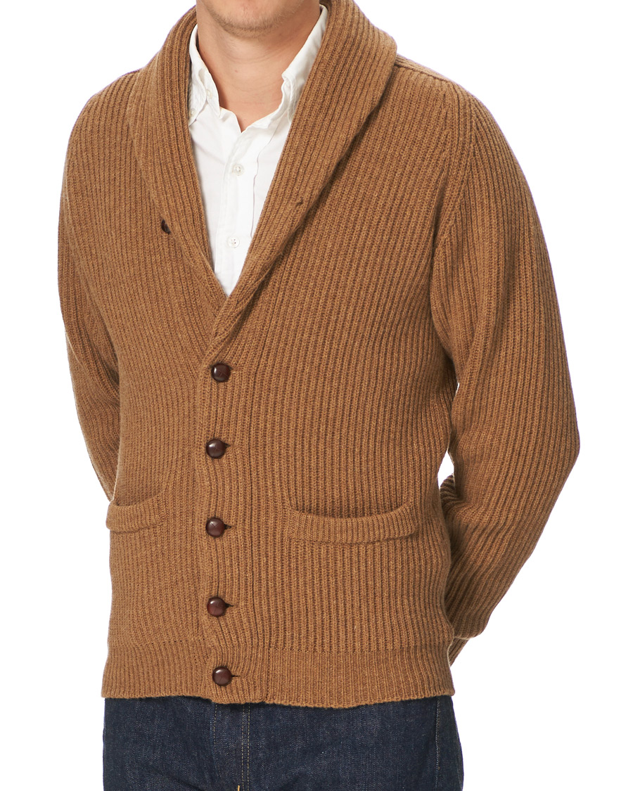 Herren | Pullover | Drake's | Shawl Collar Rib Cardigan Savannah