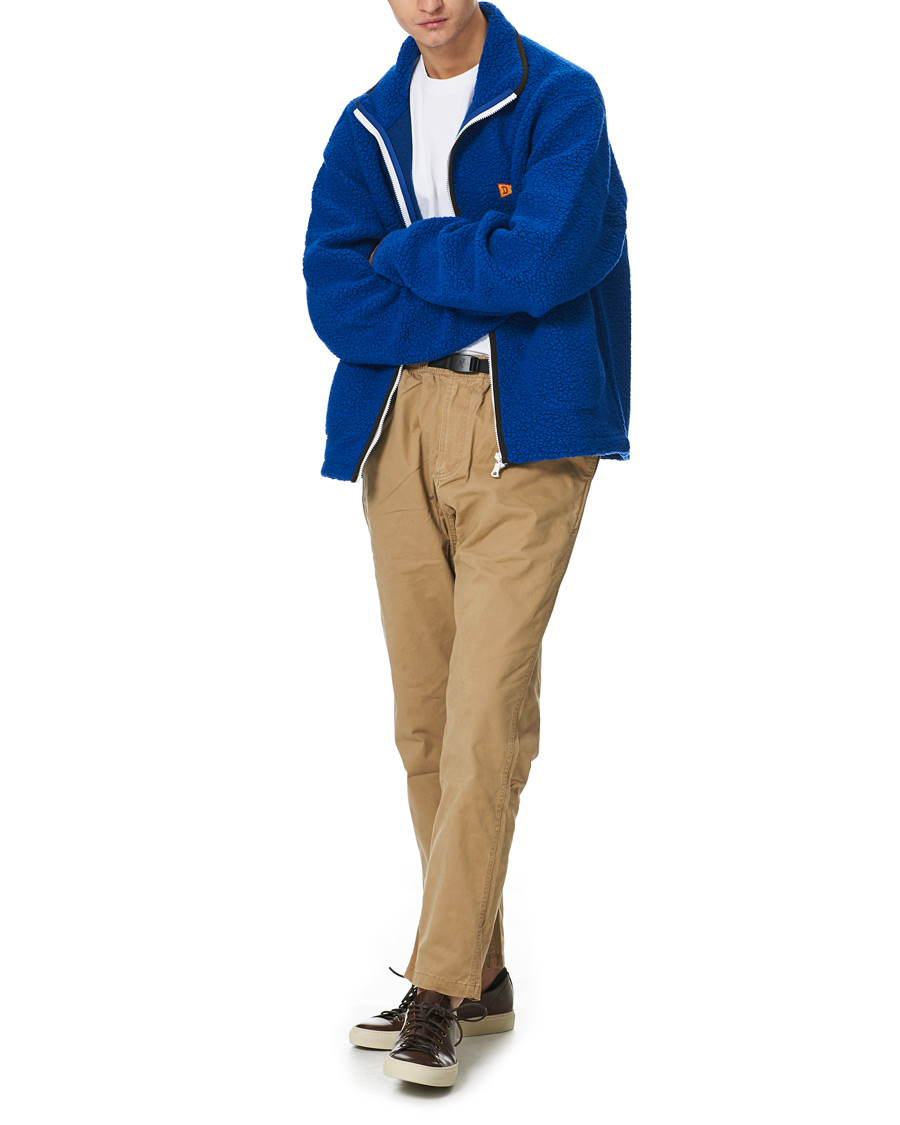 Herren | Pullover | Drake's | Rib BRib Bound Fleece Jacket Blue