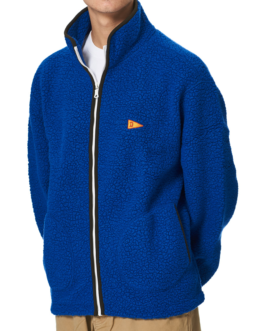 Herren | Pullover | Drake's | Rib BRib Bound Fleece Jacket Blue