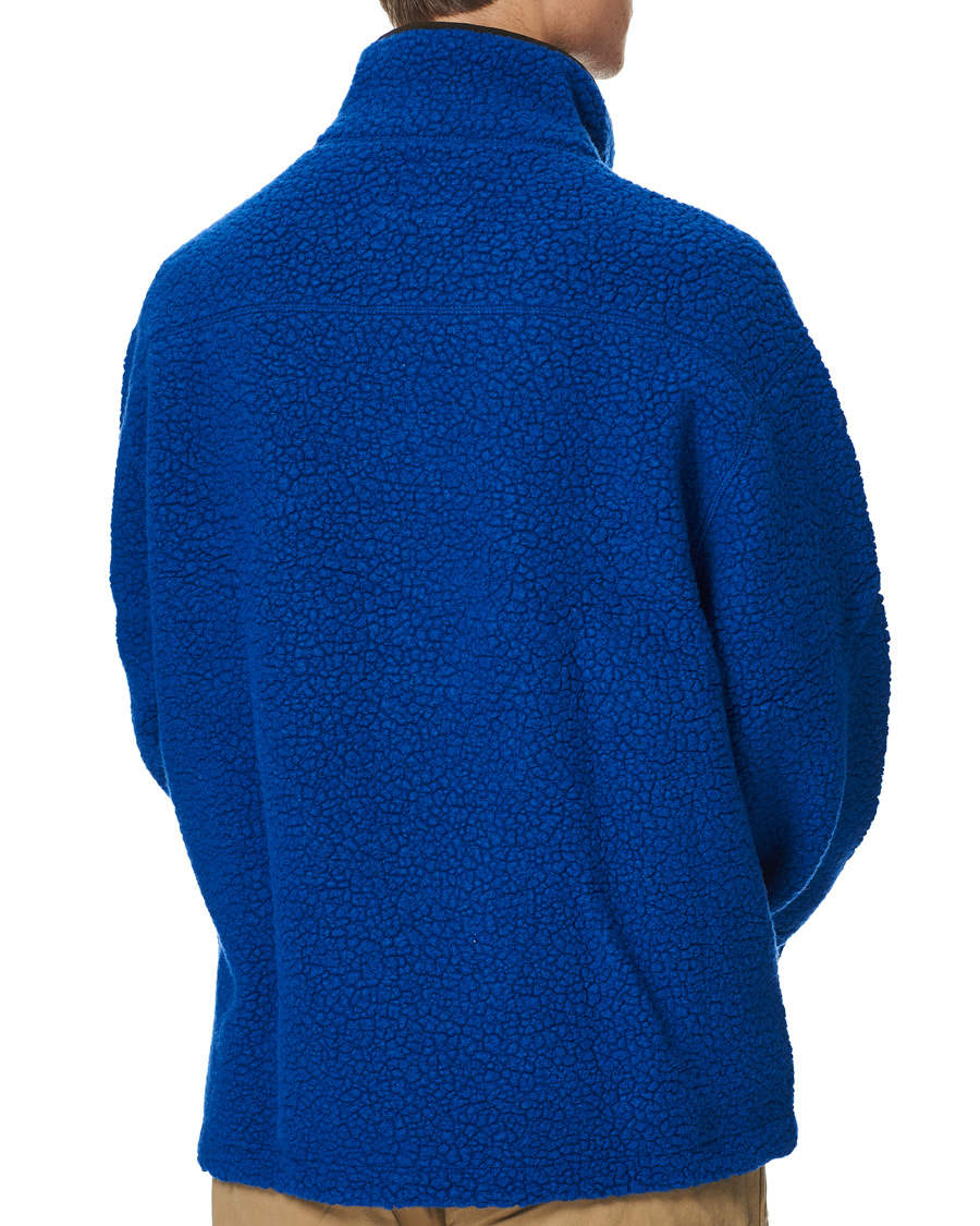 Herren | Pullover | Drake's | Rib BRib Bound Fleece Jacket Blue